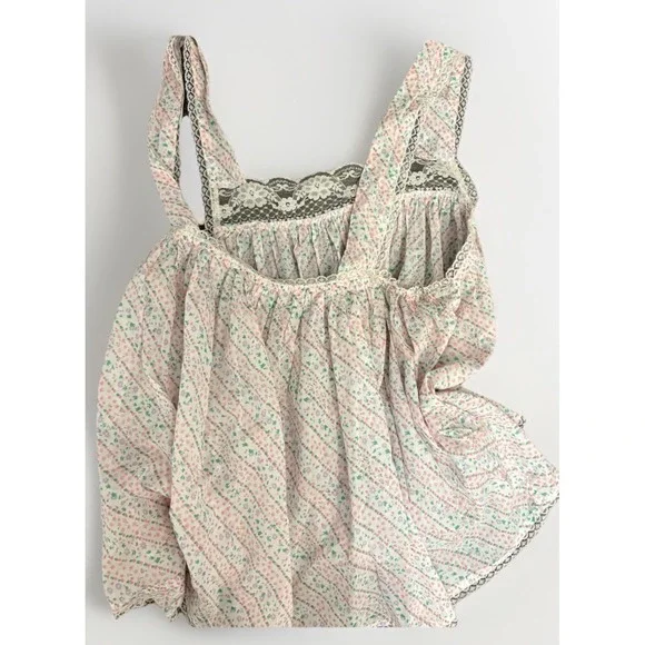 Free People Baby Doll Top Mesh Lace Floral Printed Tank Y2K
 M NWT - Picture 3 of 3